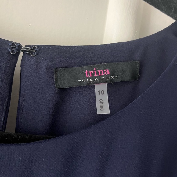 Trina Turk Navy Blue Ruffle Sheath Dress - Picture 3 of 6